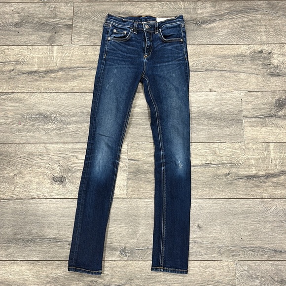 • Rag & Bone • 10 Inch Skinny Jeans Women’s Kensington Dark Blue Distressed 25 - Picture 2 of 5